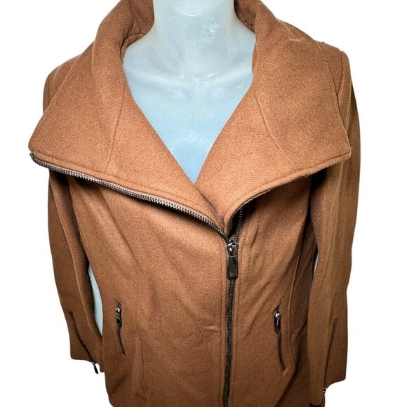 New Calvin Klein Women's Asymmetrical Wool Jacket Brown Size XS Extra Small - Picture 7 of 11